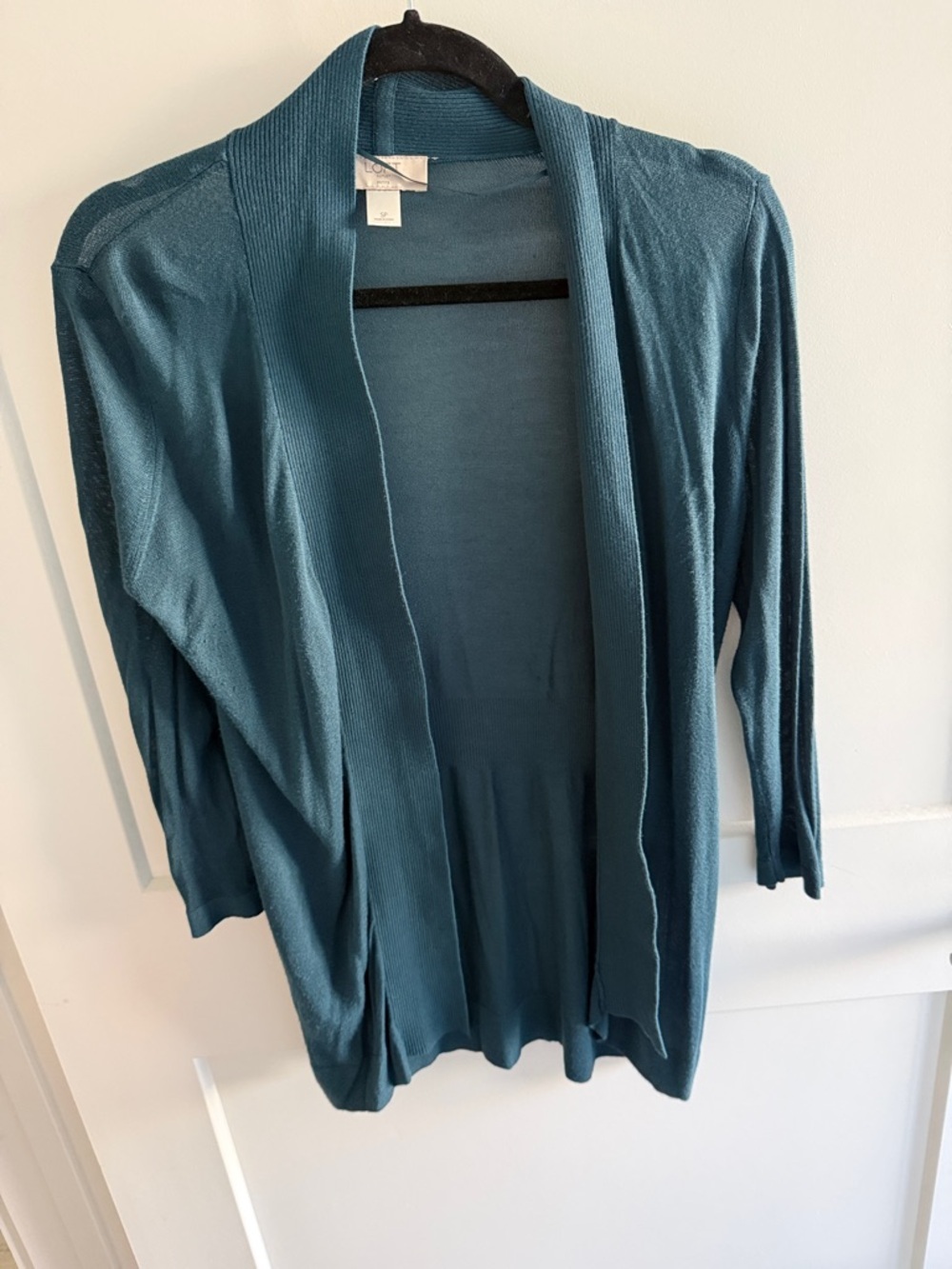 LOFT Teal Open-Front Lightweight Cardigan - Size SP - Picture 4 of 7